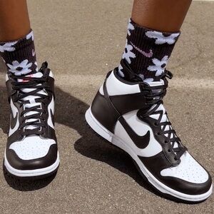 Nike Dunk High Sneakers White Black Size 8.5